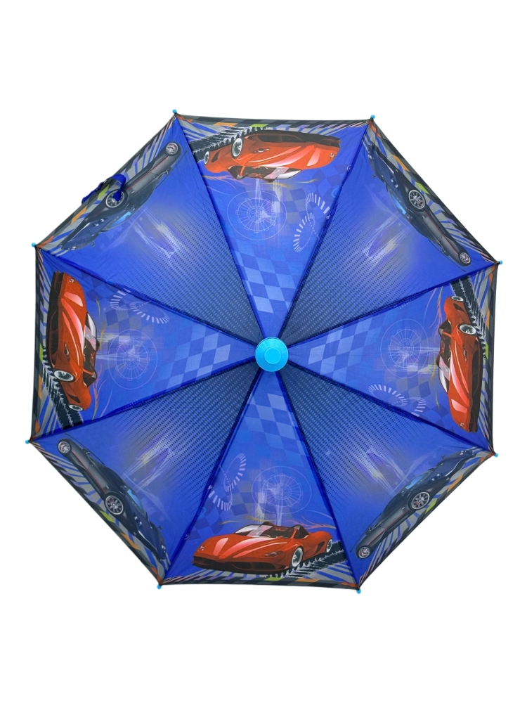Araba Desenli 8 Telli Mavi Çocuk Şemsiyesi