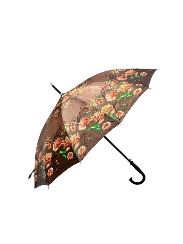 Çiçek 6 Desenli 12 Telli Çok Renkli Bastonlu Kadın Şemsiyesi