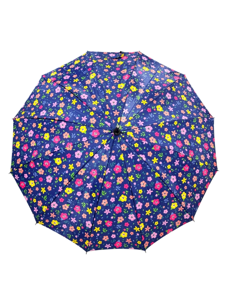 Çiçek Desenli 12 Telli Çok Renkli Kadın Baston Şemsiye