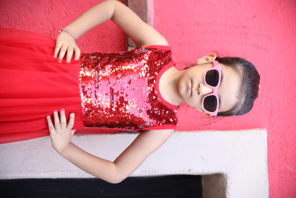 Çocuk Pembe UV400 Kare Güneş Gözlüğü