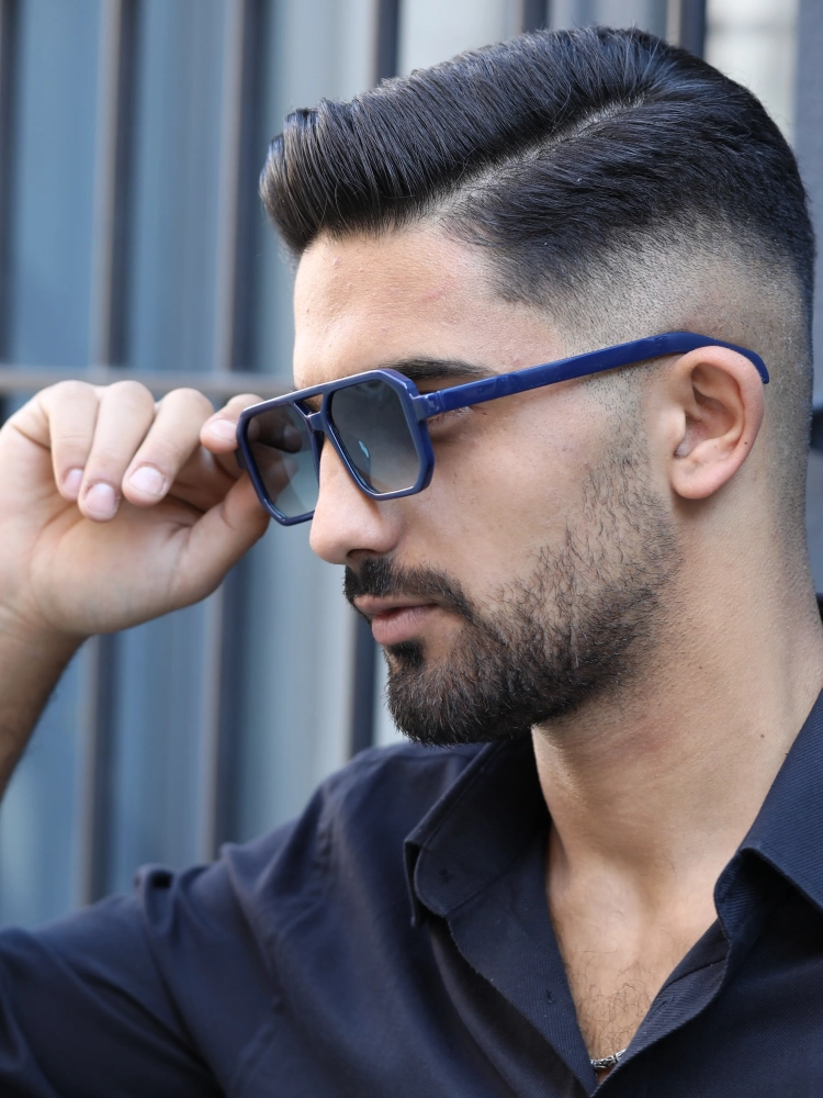 Erkek Lacivert Kare Polarize Güneş Gözlüğü23001-1