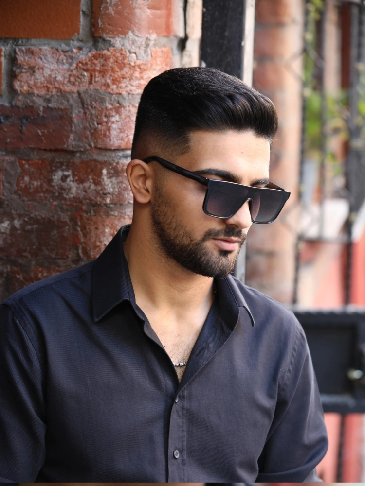 Erkek Siyah Güneş Gözlüğü Polarize Yekpare Cam23040