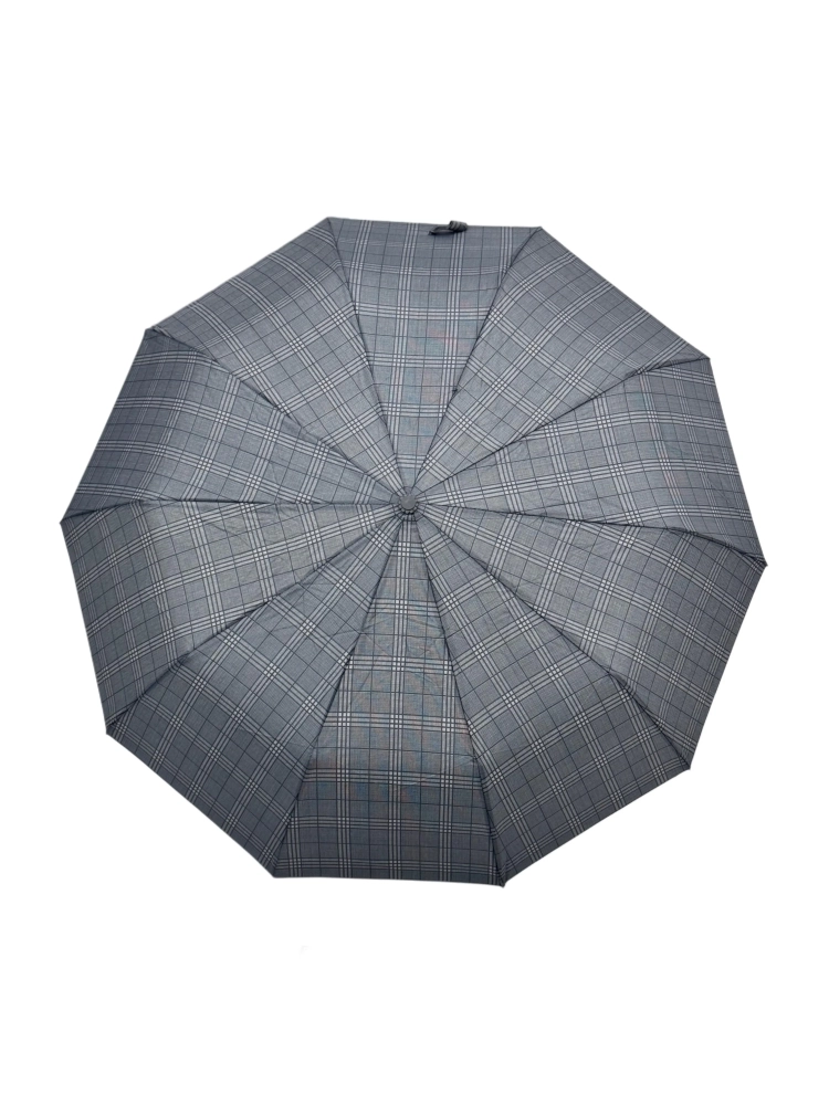Gri Desenli 10 Telli Siyah Tam Otomatik Erkek Şemsiye