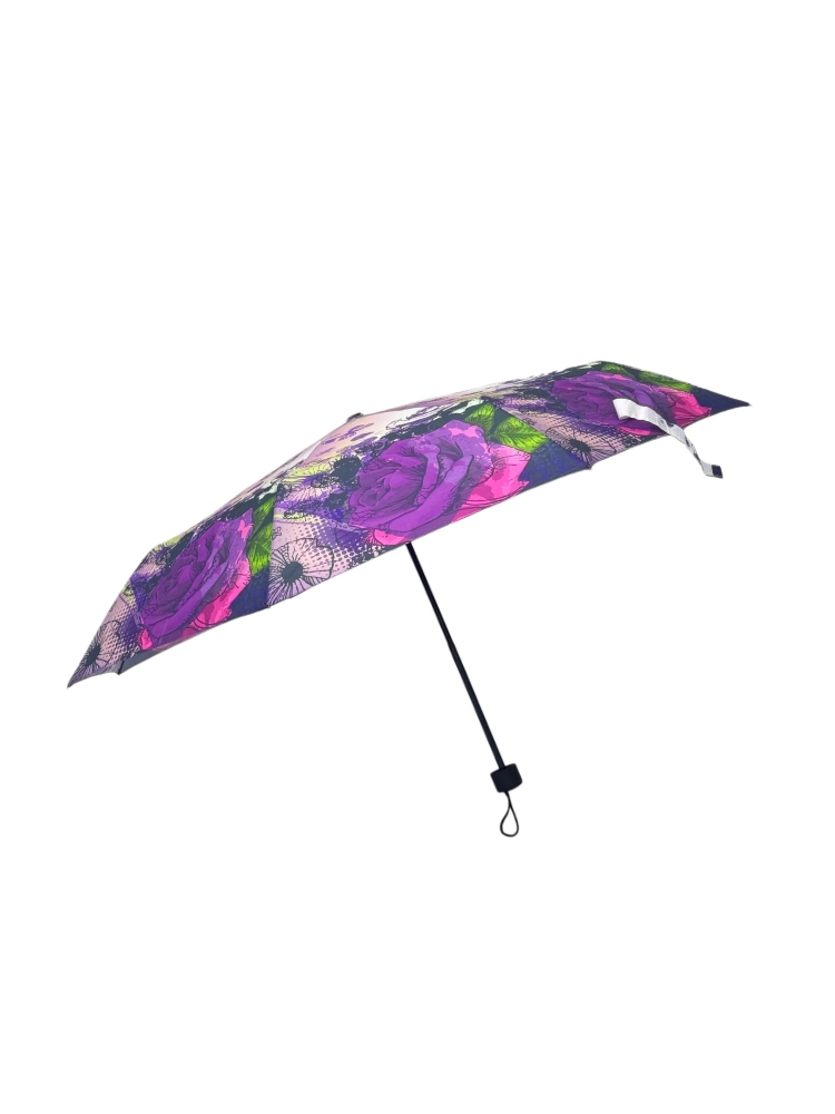 Gül Desenli 8 Telli Mor Çocuk Şemsiyesi