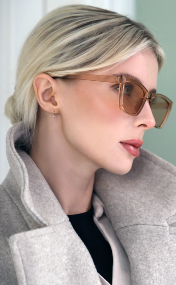 Kadın Bal Rengi Geometrik Model Güneş Gözlüğü