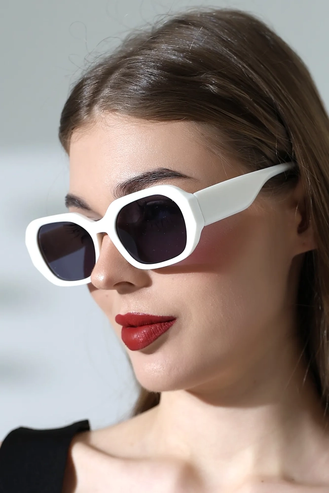 Kadın Dikdörtgen Beyaz Güneş Gözlüğü 23027 c20 m