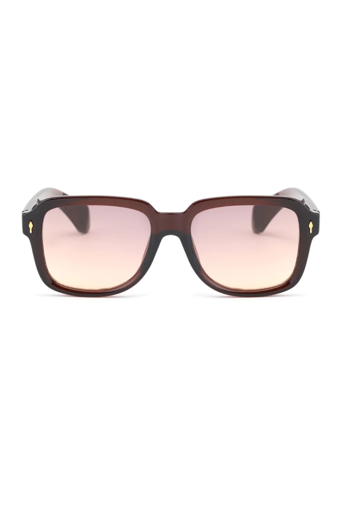Kadın Kare Güneş Gözlüğü Aksesuarlı Kahve Rengi 23023