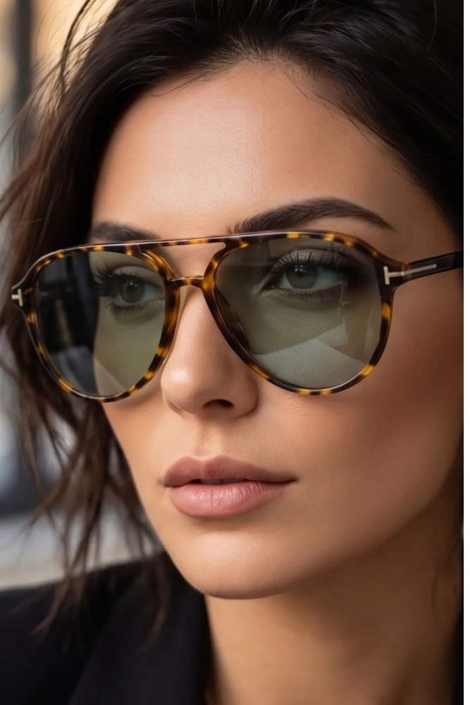 Kadın UV400 Pilot Retro Leopar Çerçeve Güneş Gözlüğü WP25-23