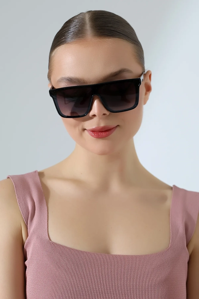 Kadın Yekpare Cam Siyah Polarize Güneş Gözlüğü 23040 c2 yk p