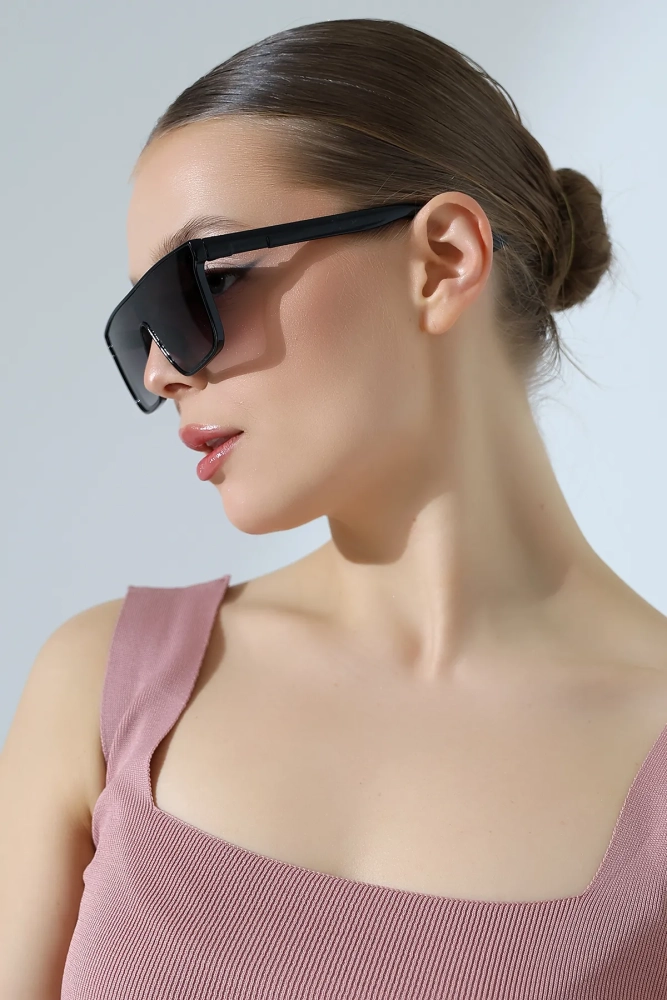 Kadın Yekpare Cam Siyah Polarize Güneş Gözlüğü 23040 c2 yk p