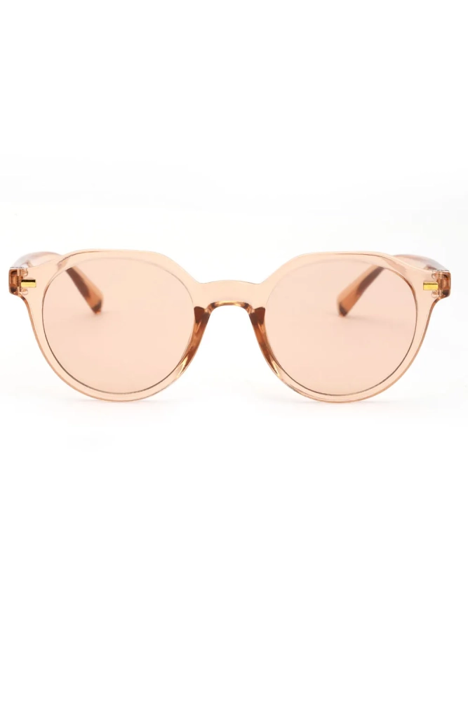 Kadın Yuvarlak Güneş Gözlüğü Aksesuarlı Bal Rengi 23007
