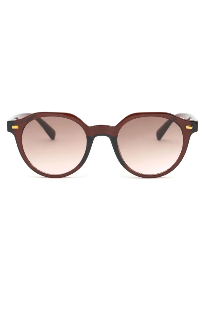 Kadın Yuvarlak Güneş Gözlüğü Aksesuarlı Kahve Rengi 23007