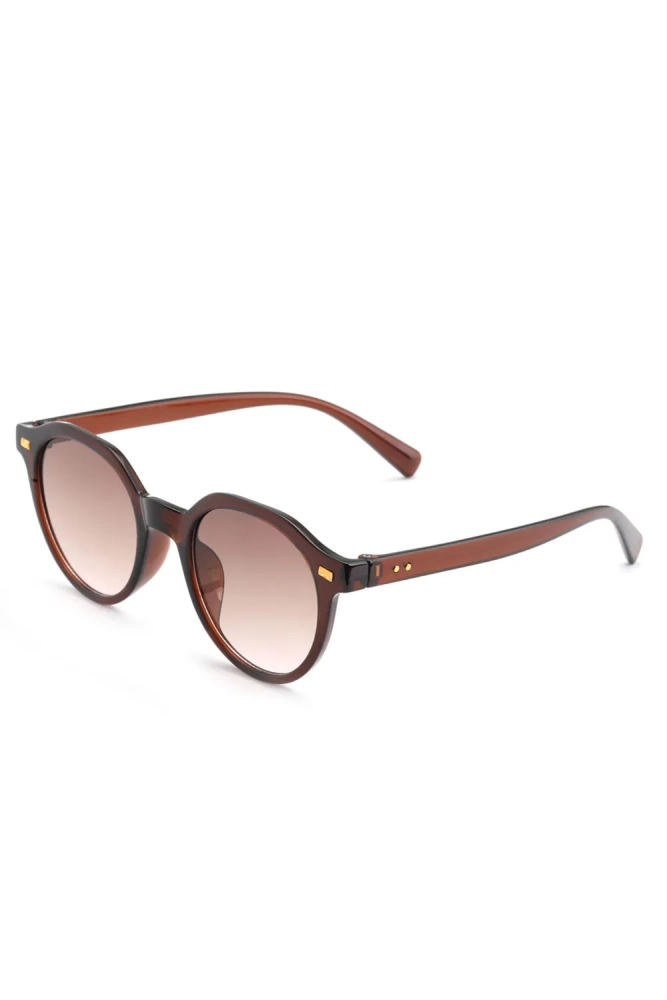 Kadın Yuvarlak Güneş Gözlüğü Aksesuarlı Kahve Rengi 23007