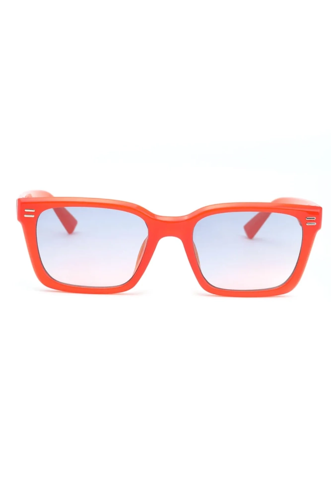 Kırmızı Kare Aksesuarlı Kemik Çerçeveli  Güneş Gözlüğü 23002