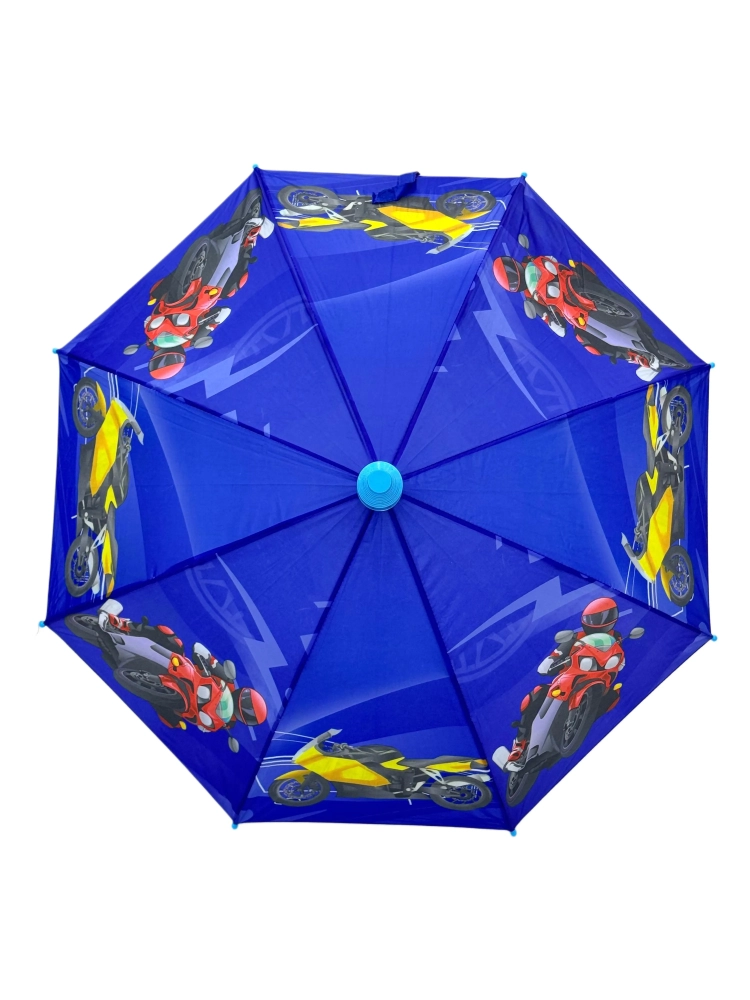 Motor 2 Desenli 8 Telli Mavi Çocuk Şemsiyesi