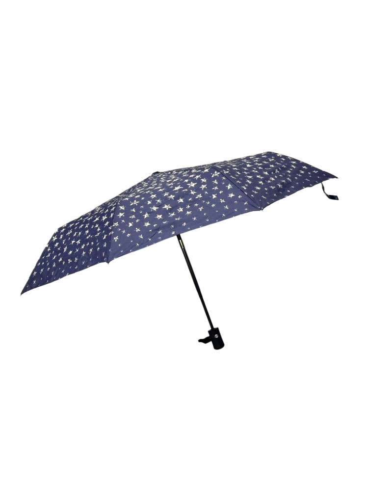 Yıldız Desenli 8 Telli Lacivert Tam Otomatik Kadın Şemsiye